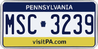 PA license plate MSC3239