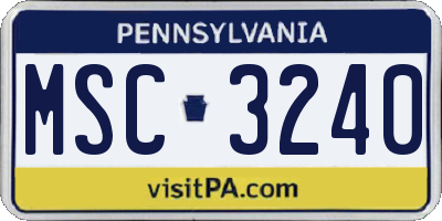 PA license plate MSC3240