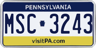 PA license plate MSC3243