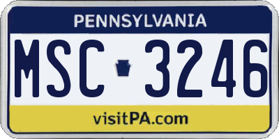 PA license plate MSC3246