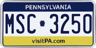 PA license plate MSC3250