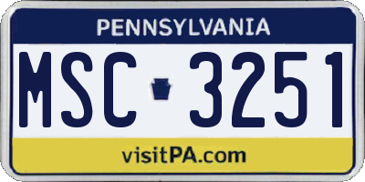 PA license plate MSC3251