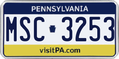 PA license plate MSC3253