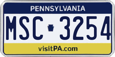 PA license plate MSC3254