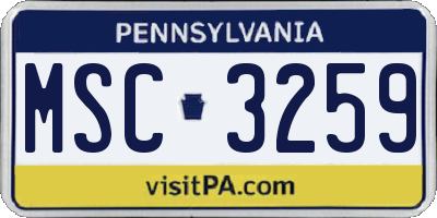 PA license plate MSC3259