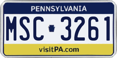PA license plate MSC3261