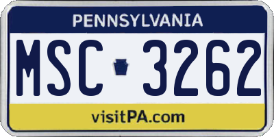 PA license plate MSC3262