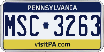 PA license plate MSC3263