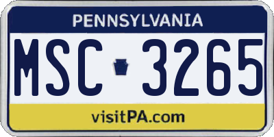 PA license plate MSC3265
