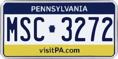 PA license plate MSC3272