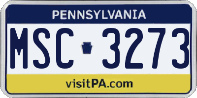 PA license plate MSC3273
