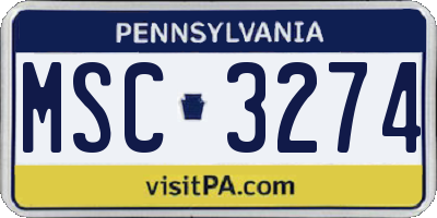 PA license plate MSC3274