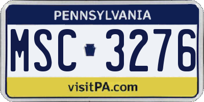 PA license plate MSC3276
