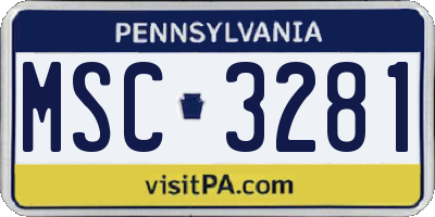 PA license plate MSC3281