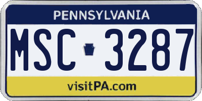 PA license plate MSC3287