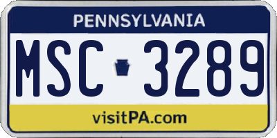 PA license plate MSC3289