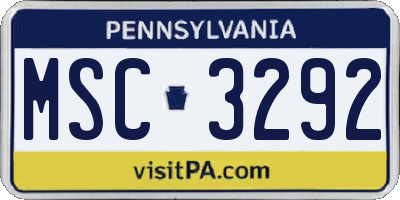 PA license plate MSC3292