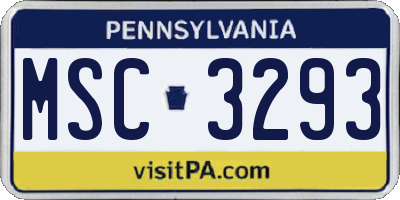 PA license plate MSC3293