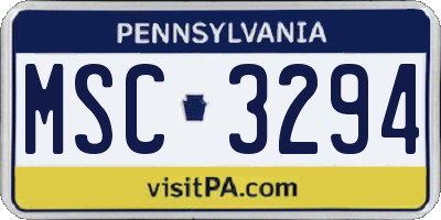 PA license plate MSC3294