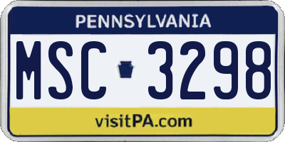 PA license plate MSC3298