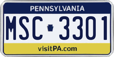 PA license plate MSC3301