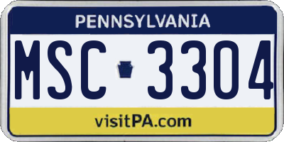 PA license plate MSC3304