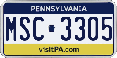 PA license plate MSC3305