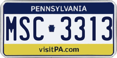 PA license plate MSC3313