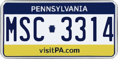 PA license plate MSC3314