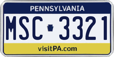PA license plate MSC3321