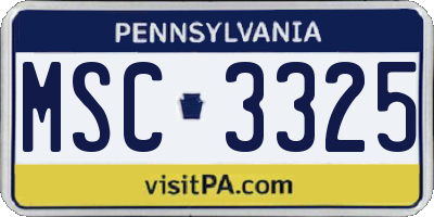 PA license plate MSC3325