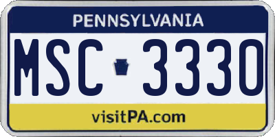 PA license plate MSC3330