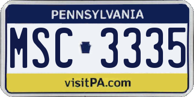 PA license plate MSC3335