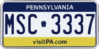 PA license plate MSC3337