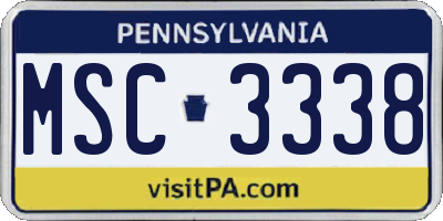 PA license plate MSC3338