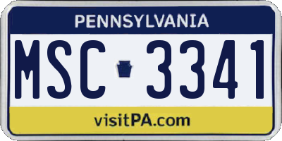 PA license plate MSC3341