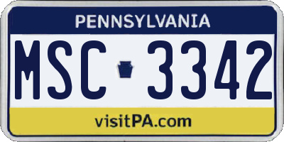 PA license plate MSC3342