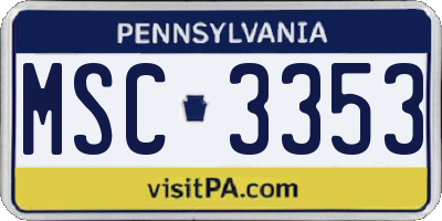 PA license plate MSC3353