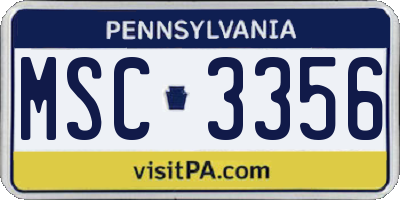 PA license plate MSC3356