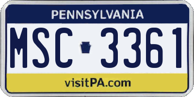 PA license plate MSC3361