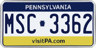 PA license plate MSC3362