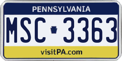 PA license plate MSC3363