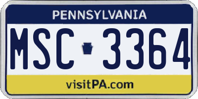 PA license plate MSC3364