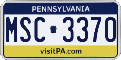PA license plate MSC3370