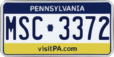 PA license plate MSC3372