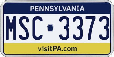 PA license plate MSC3373