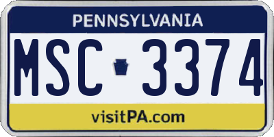 PA license plate MSC3374