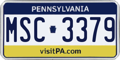 PA license plate MSC3379