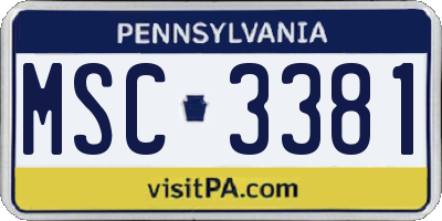 PA license plate MSC3381