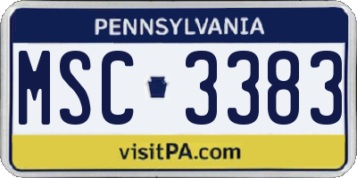 PA license plate MSC3383